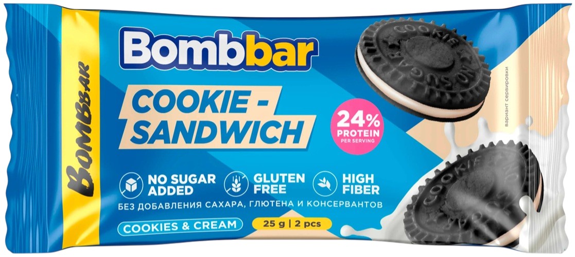 BOMBBAR Печенье с какао неглазированное 25гр (Сливочный крем)