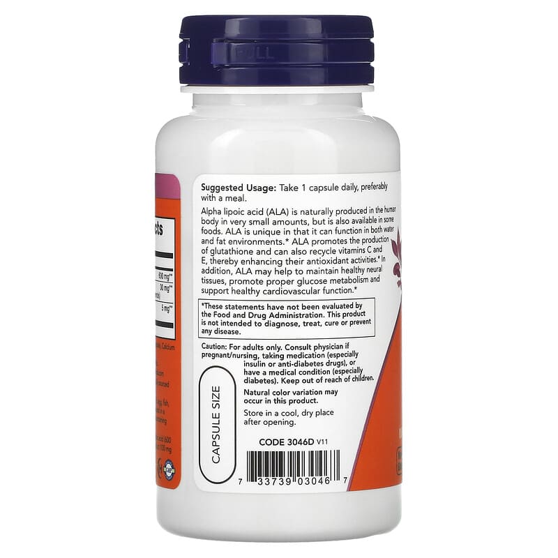 NOW ALPHA LIPOIC ACID 600мг