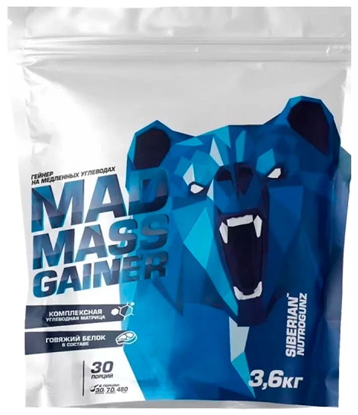Гейнер Siberian Nutrogunz MAD MASS GAINER 3600г